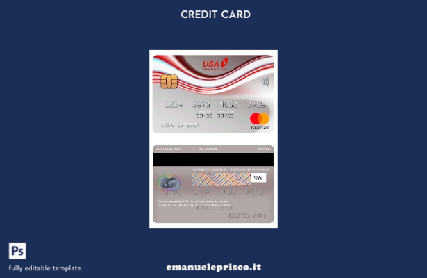 modello di carta mastercard bancaria Guinea UBA in stile verificato